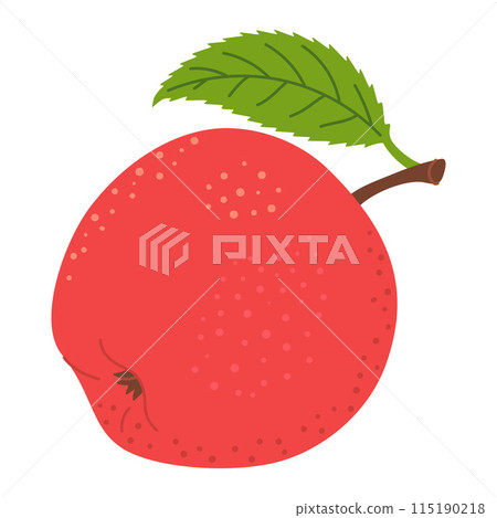 Red juicy ripe apple with green leaf. 115190218