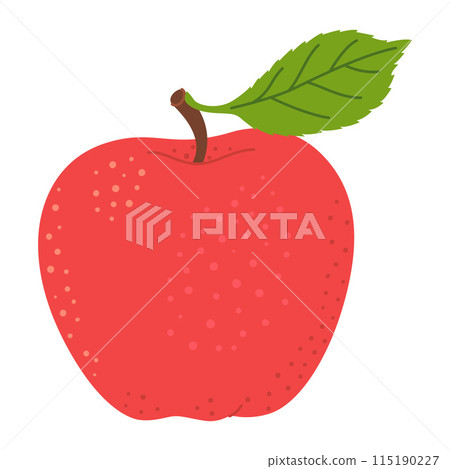 Red juicy ripe apple with green leaf. 115190227