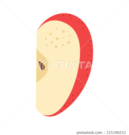 Red apple slice Hand drawn trendy flat style on white background Red apple slice Hand drawn trendy flat style on white background 115190231