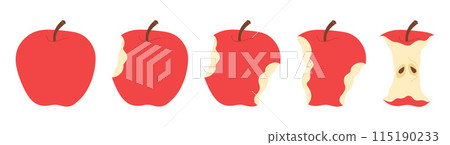 Apple eating steps isolated on white background 115190233
