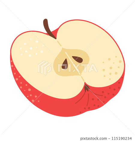 Red apple cut in half. Hand drawn Trendy flat style 115190234