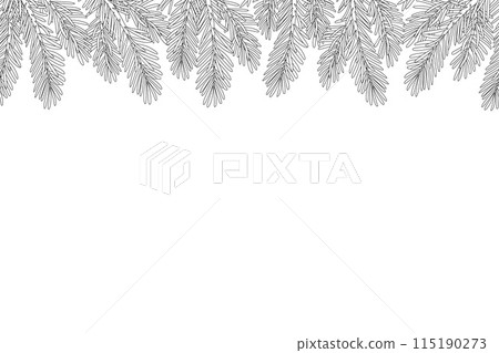 Christmas tree branches seamless border line art Christmas tree branches seamless border line art 115190273
