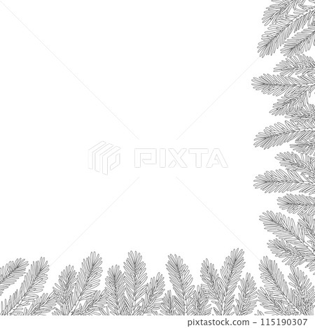 Christmas tree corner frame decoration. Hand drawn doodle style 115190307