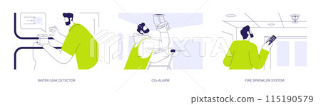 Smart home sensors abstract concept vector illustrations. Smart home sensors abstract concept vector illustrations. 115190579