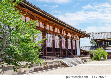 奈良的晴天,世界遺產、國寶法隆寺的大禮堂 奈良的晴天,世界遺產、國寶法隆寺的大禮堂 115190730