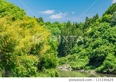 Kizu River, a mountain stream in southern Kyoto, Minamiyamashiro Village, Kyoto Prefecture 115190829