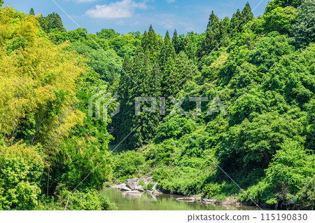 京都府南山城村京都南部的山間溪流木津川 京都府南山城村京都南部的山間溪流木津川 115190830