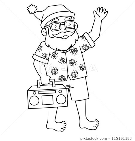 Christmas in July Santa with a Sleigh Isolated  115191193