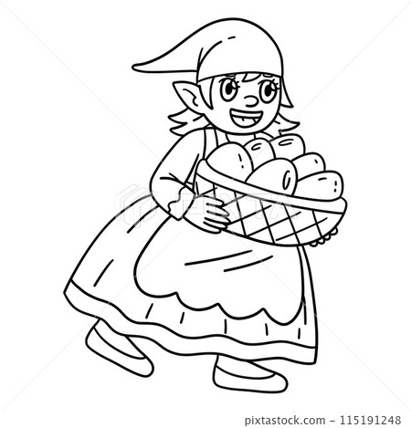 Gnome with Basket of Eggs Isolated Coloring Page Gnome with Basket of Eggs Isolated Coloring Page 115191248