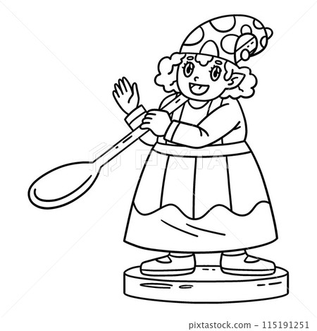 Gnome with a Giant Spoon Isolated Coloring Page  115191251