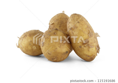 Fresh early potatoes isolated on white background 115191686