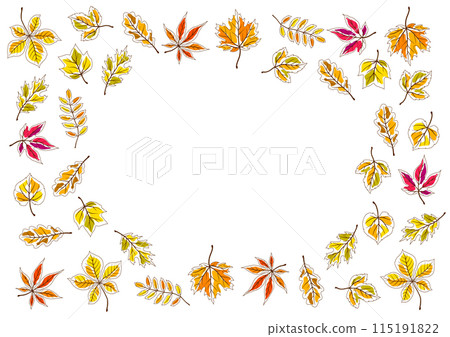 Frame with autumn leaves. Background with various foliage. Frame with autumn leaves. Background with various foliage. 115191822