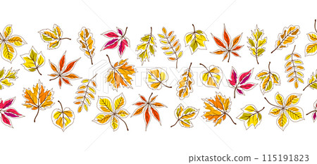 Pattern with autumn leaves. Background with various foliage. 115191823