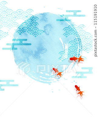 Goldfish Japanese pattern watercolor background 115191910