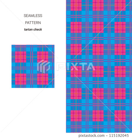 Pastel blue and pink tartan check seamless pattern 115192045