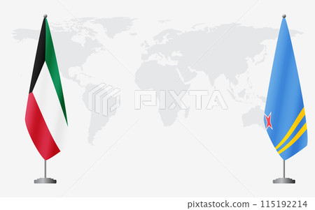 Kuwait and Aruba flags for official meeting Kuwait and Aruba flags for official meeting 115192214