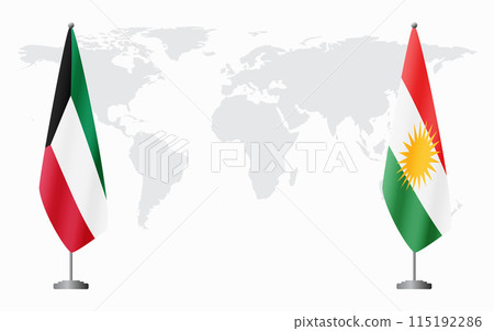 Kuwait and Kurdistan flags for official meeting Kuwait and Kurdistan flags for official meeting 115192286