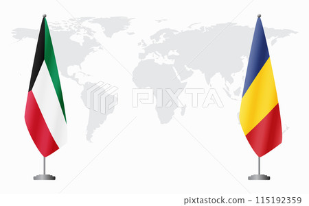 Kuwait and Romania flags for official meeting Kuwait and Romania flags for official meeting 115192359