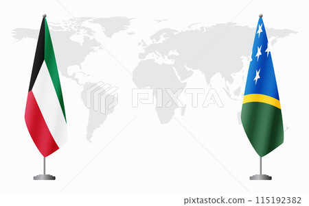 Kuwait and Solomon Islands flags for official meeting Kuwait and Solomon Islands flags for official meeting 115192382
