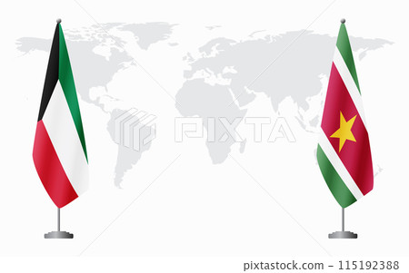 Kuwait and Suriname flags for official meeting Kuwait and Suriname flags for official meeting 115192388