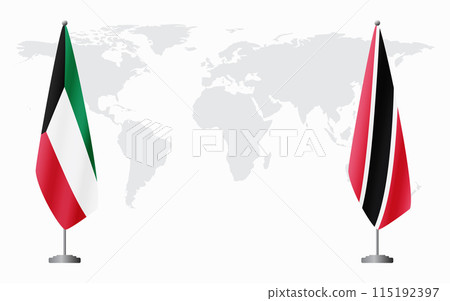 Kuwait and Trinidad and Tobago flags for official meeting Kuwait and Trinidad and Tobago flags for official meeting 115192397