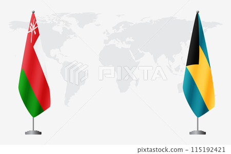 Oman and Bahamas flags for official meeting Oman and Bahamas flags for official meeting 115192421