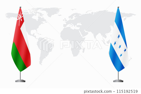 Oman and Honduras flags for official meeting 115192519