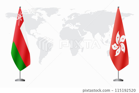 Oman and Hong Kong flags for official meeting 115192520