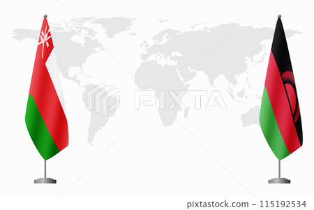 Oman and Malawi flags for official meeting Oman and Malawi flags for official meeting 115192534