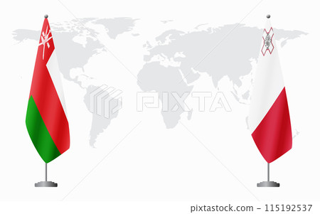 Oman and Malta flags for official meeting Oman and Malta flags for official meeting 115192537