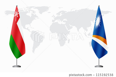 Oman and Marshall Islands flags for official meeting Oman and Marshall Islands flags for official meeting 115192538