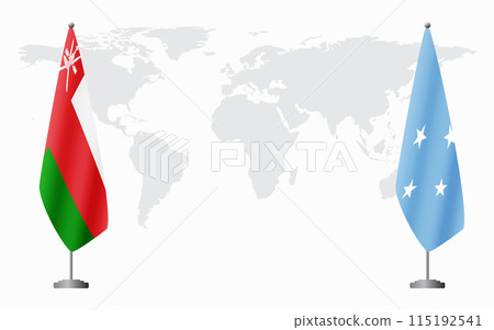Oman and Micronesia flags for official meeting Oman and Micronesia flags for official meeting 115192541