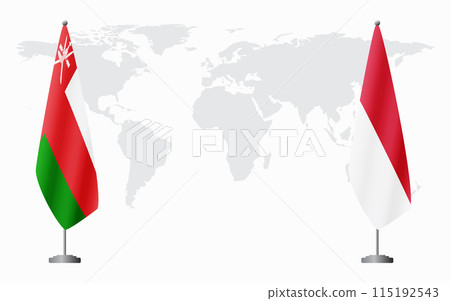Oman and Monaco flags for official meeting Oman and Monaco flags for official meeting 115192543