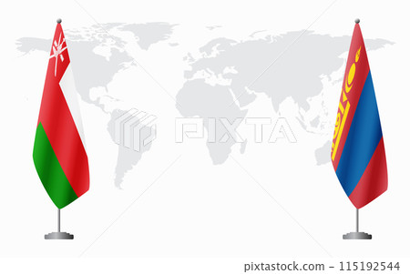 Oman and Mongolia flags for official meeting Oman and Mongolia flags for official meeting 115192544