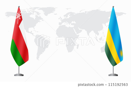 Oman and Rwanda flags for official meeting 115192563
