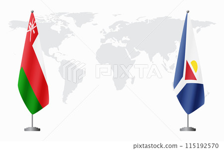 Oman and Saint Martin flags for official meeting Oman and Saint Martin flags for official meeting 115192570