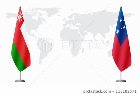 Oman and Samoa flags for official meeting Oman and Samoa flags for official meeting 115192571