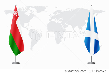 Oman and Scotland flags for official meeting Oman and Scotland flags for official meeting 115192574