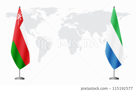 Oman and Sierra Leone flags for official meeting 115192577