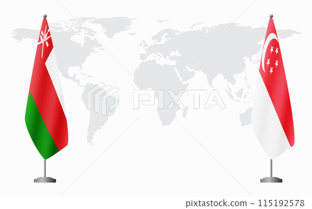 Oman and Singapore flags for official meeting Oman and Singapore flags for official meeting 115192578