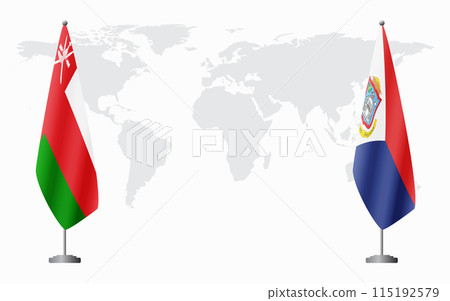 Oman and Sint Maarten flags for official meeting Oman and Sint Maarten flags for official meeting 115192579