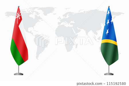 Oman and Solomon Islands flags for official meeting Oman and Solomon Islands flags for official meeting 115192580
