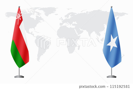 Oman and Somalia flags for official meeting Oman and Somalia flags for official meeting 115192581