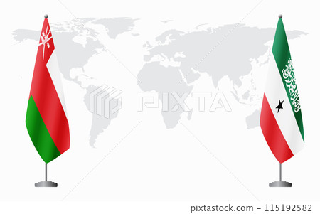 Oman and Somaliland flags for official meeting Oman and Somaliland flags for official meeting 115192582