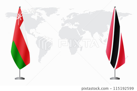 Oman and Trinidad and Tobago flags for official meeting Oman and Trinidad and Tobago flags for official meeting 115192599