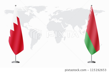 Bahrain and Belarusian flags for official meeting 115192653
