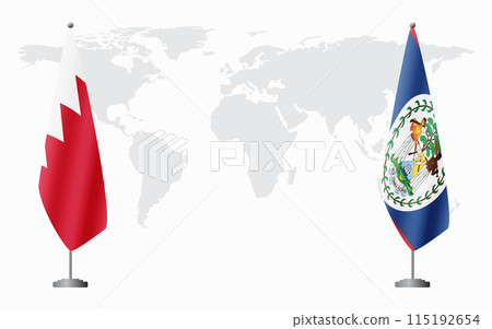Bahrain and Belize flags for official meeting Bahrain and Belize flags for official meeting 115192654