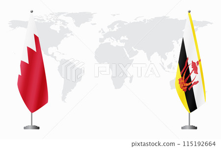 Bahrain and Brunei flags for official meeting 115192664
