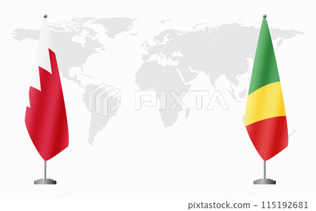 Bahrain and Congo-Brazzaville flags for official meeting Bahrain and Congo-Brazzaville flags for official meeting 115192681