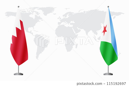 Bahrain and Djibouti flags for official meeting Bahrain and Djibouti flags for official meeting 115192697